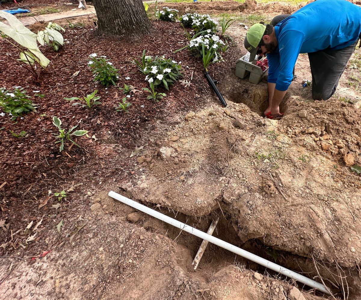 Trenching across a large lawn