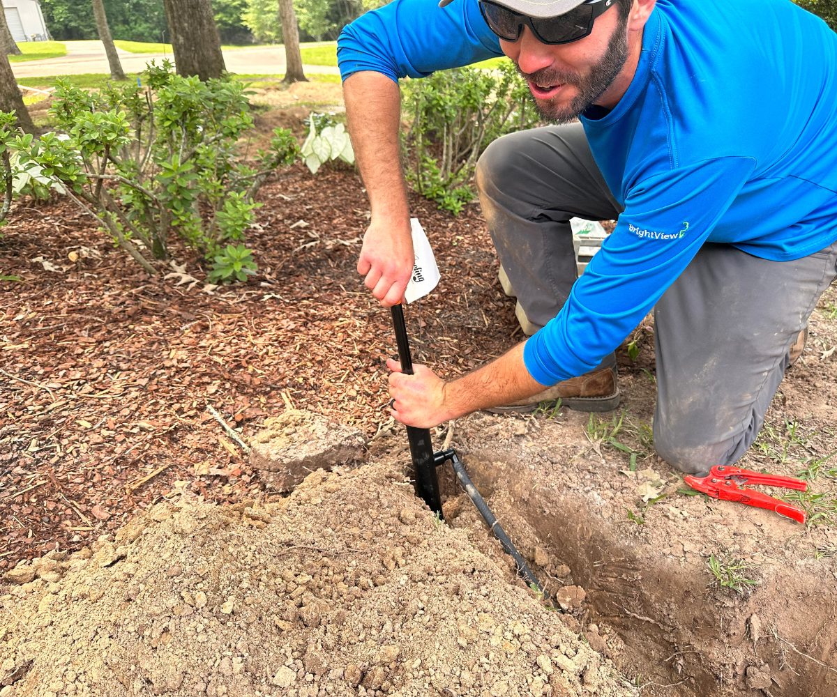 Setting a sprinkler line