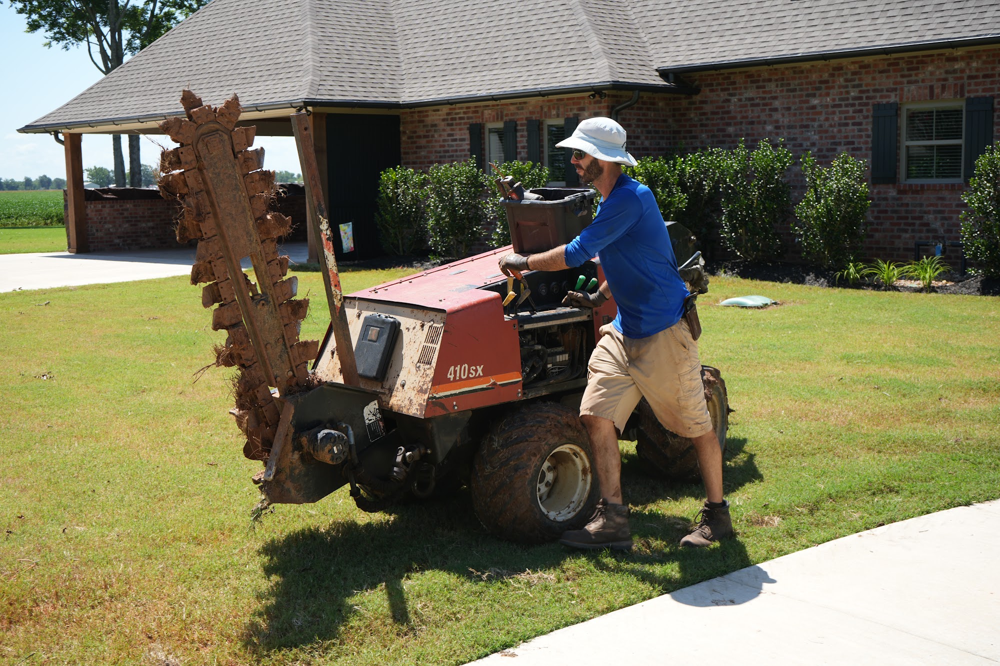 Ditch Witch trenchless boring machine on a Central Louisiana job site