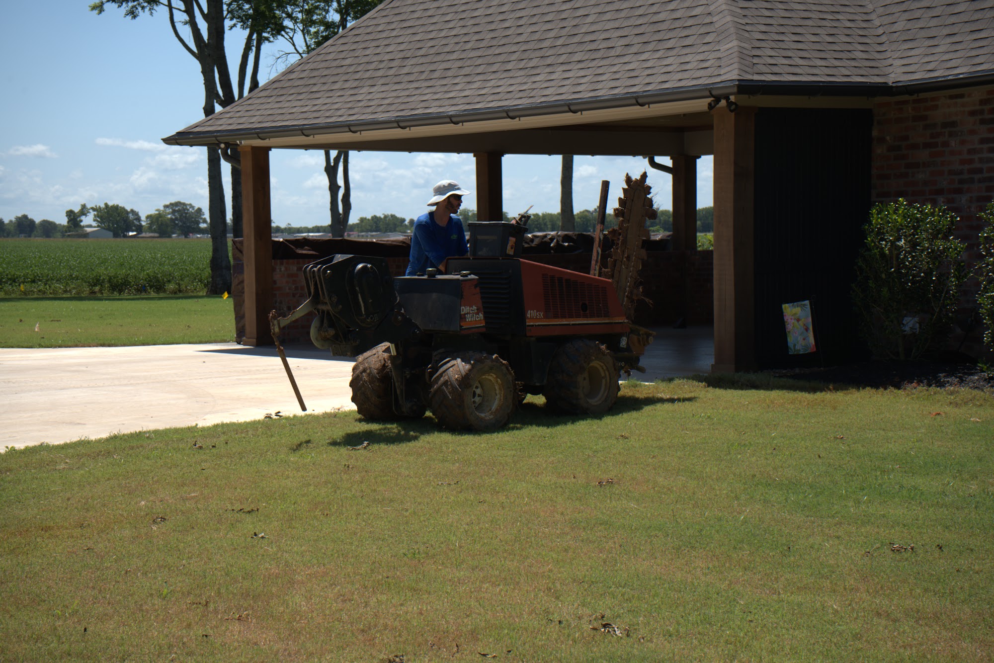 Ditch Witch trenchless boring machine on a Central Louisiana job site