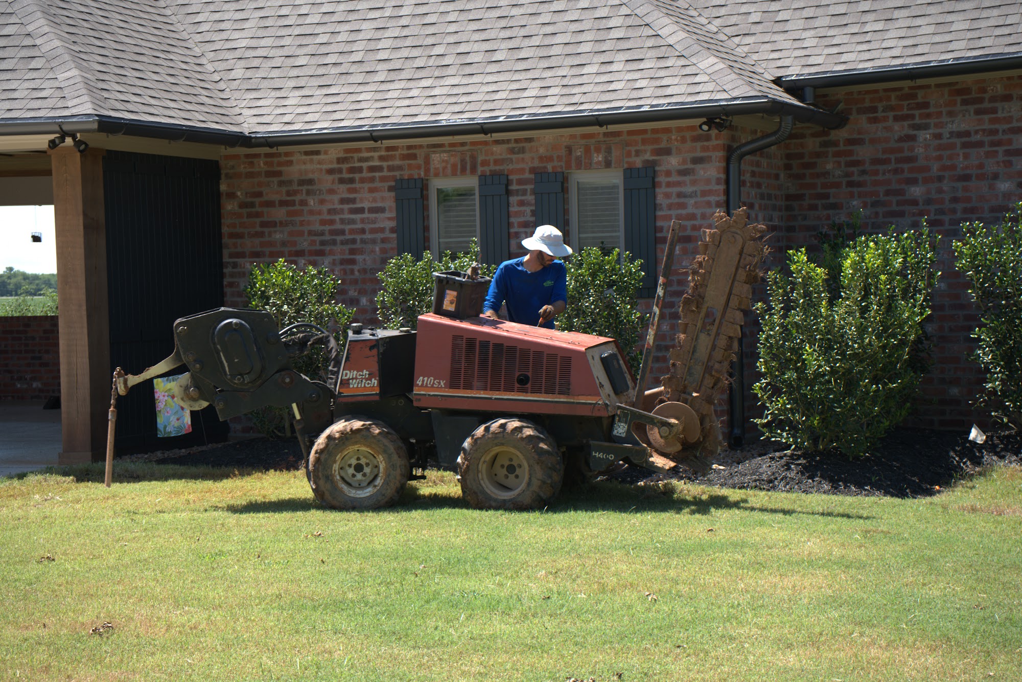 Ditch Witch trenchless boring machine on a Central Louisiana job site