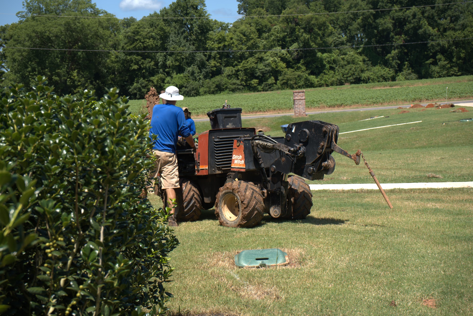 Sprinkler head running during an irrigation system test