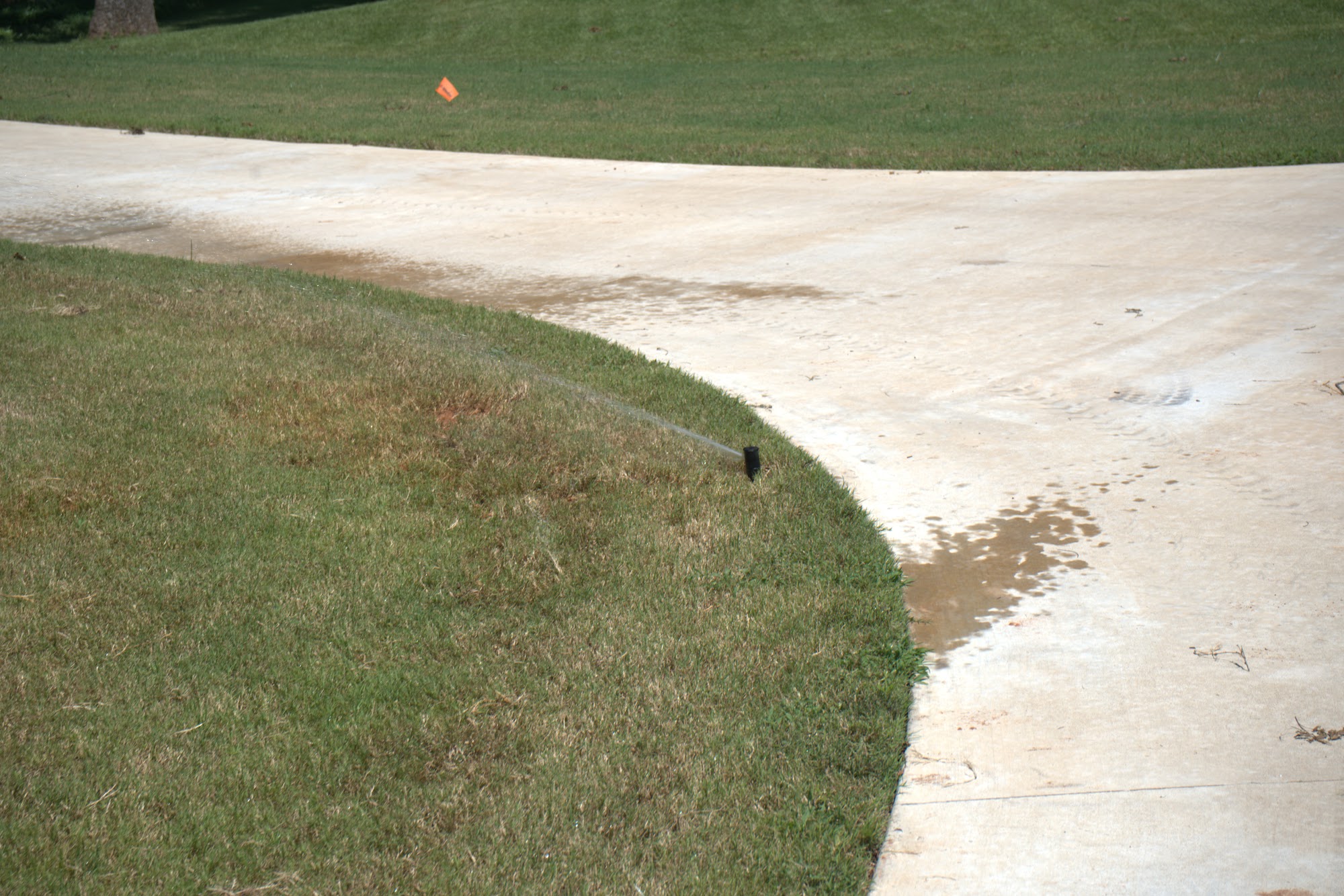 Sprinkler head running during an irrigation system test