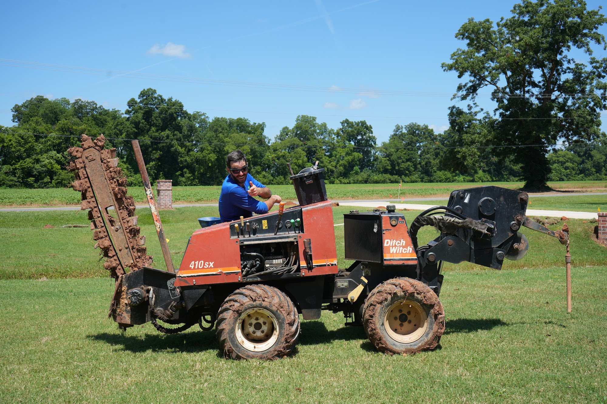 All Star Sprinkler Systems crew with trenchless boring equipment