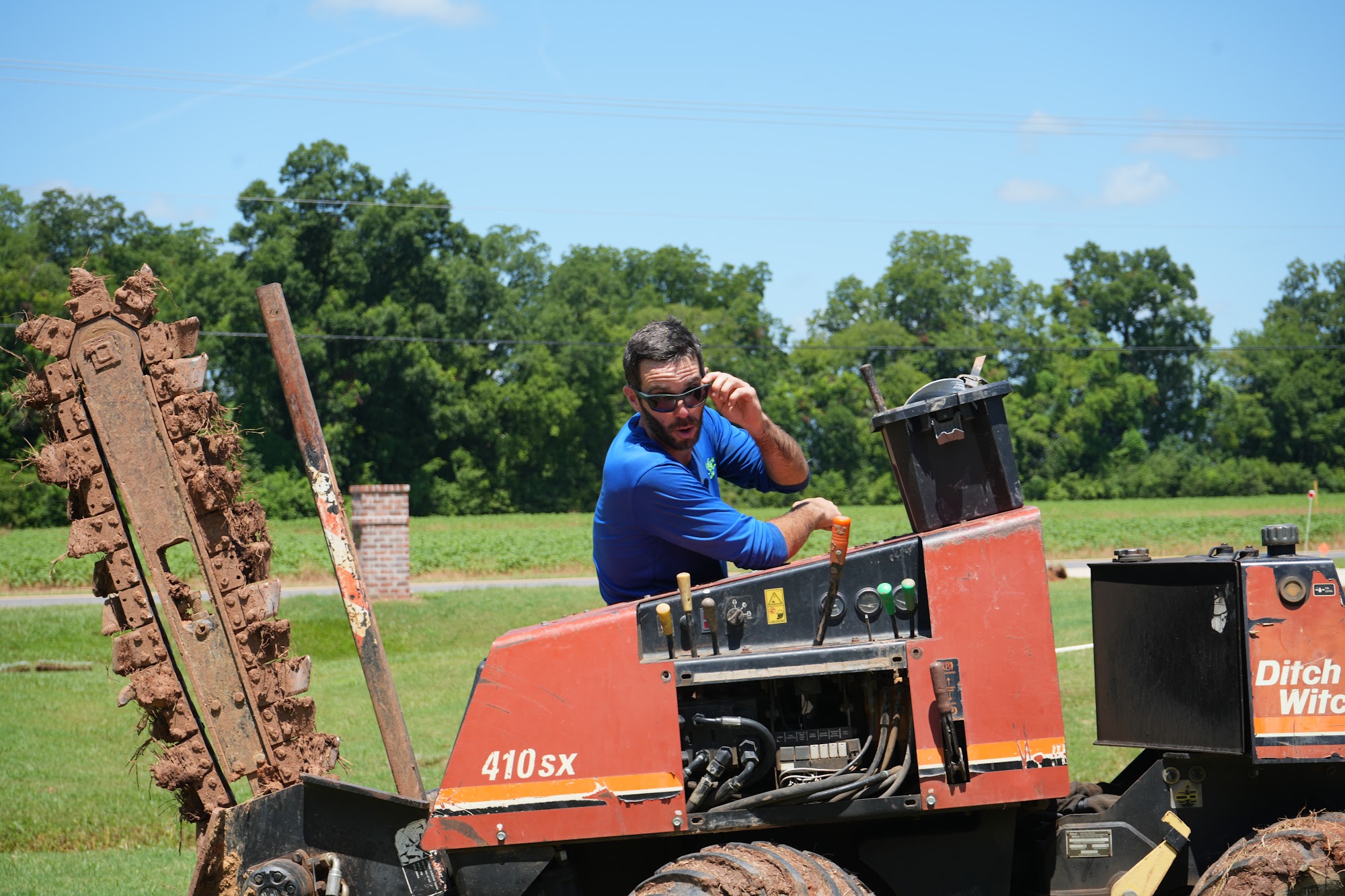 Ditch Witch trenchless boring machine on a Central Louisiana job site