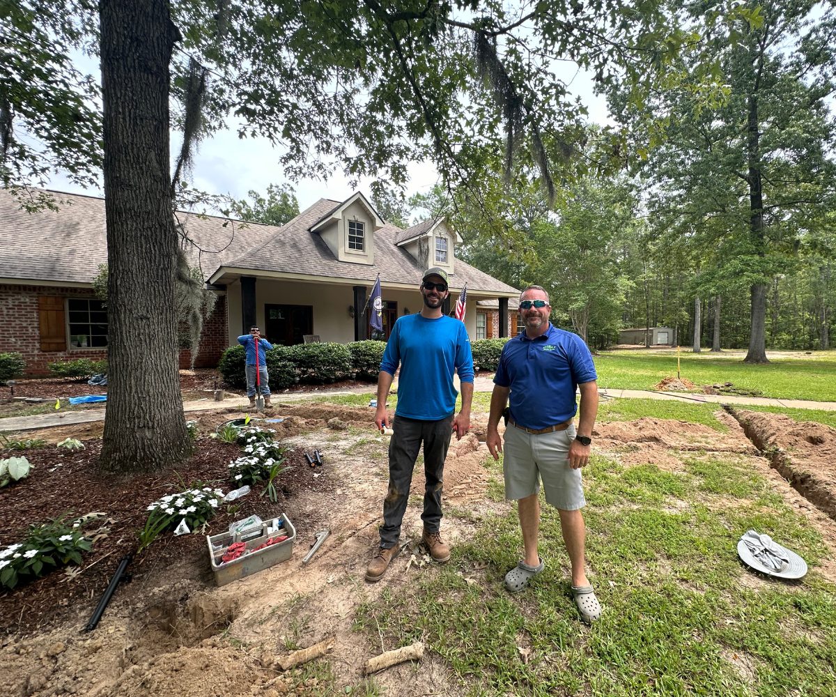 Crew working across a large property